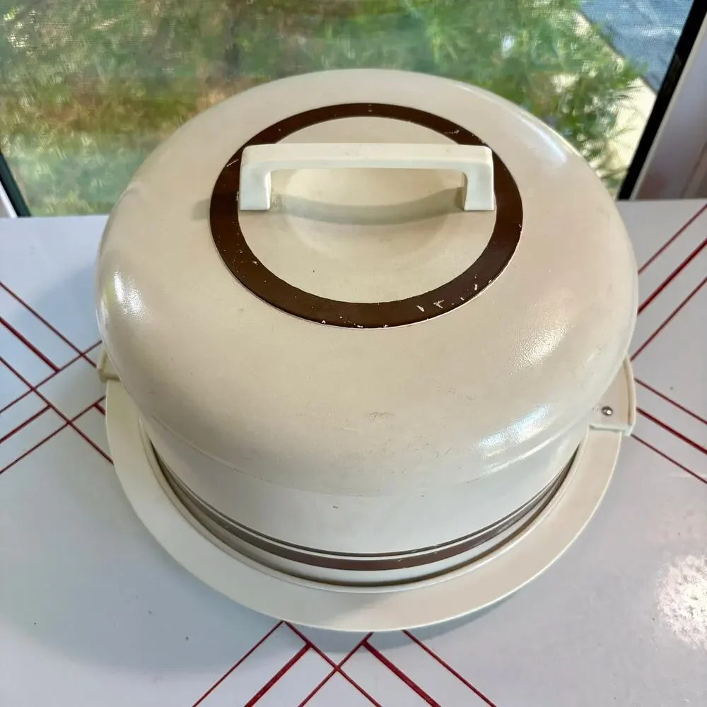 Vintage ATAPCO Cake Carrier Cream Brown Locking Handles